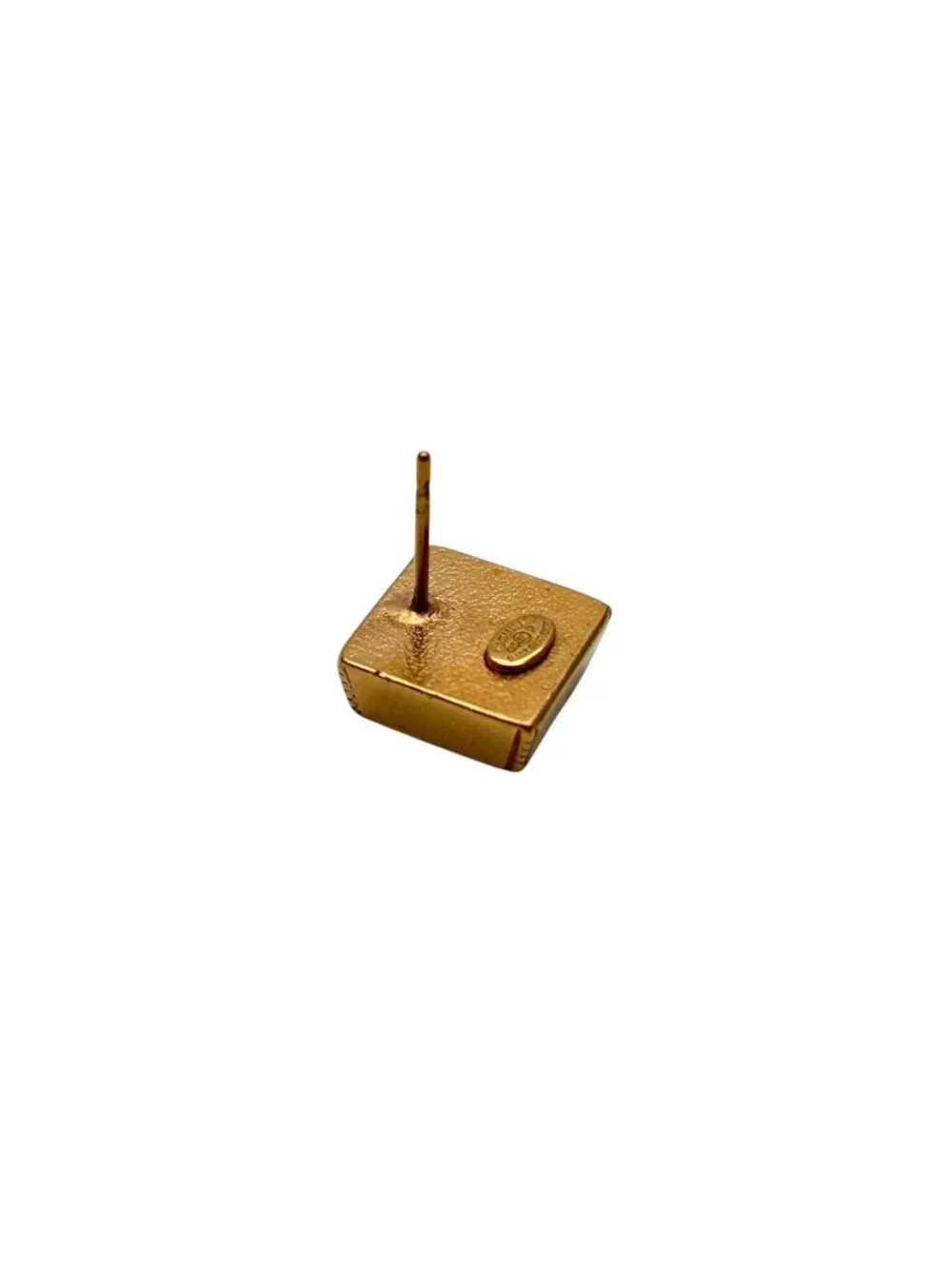 Chanel CC Logo Square Earrings 03 Metal Resin Gold